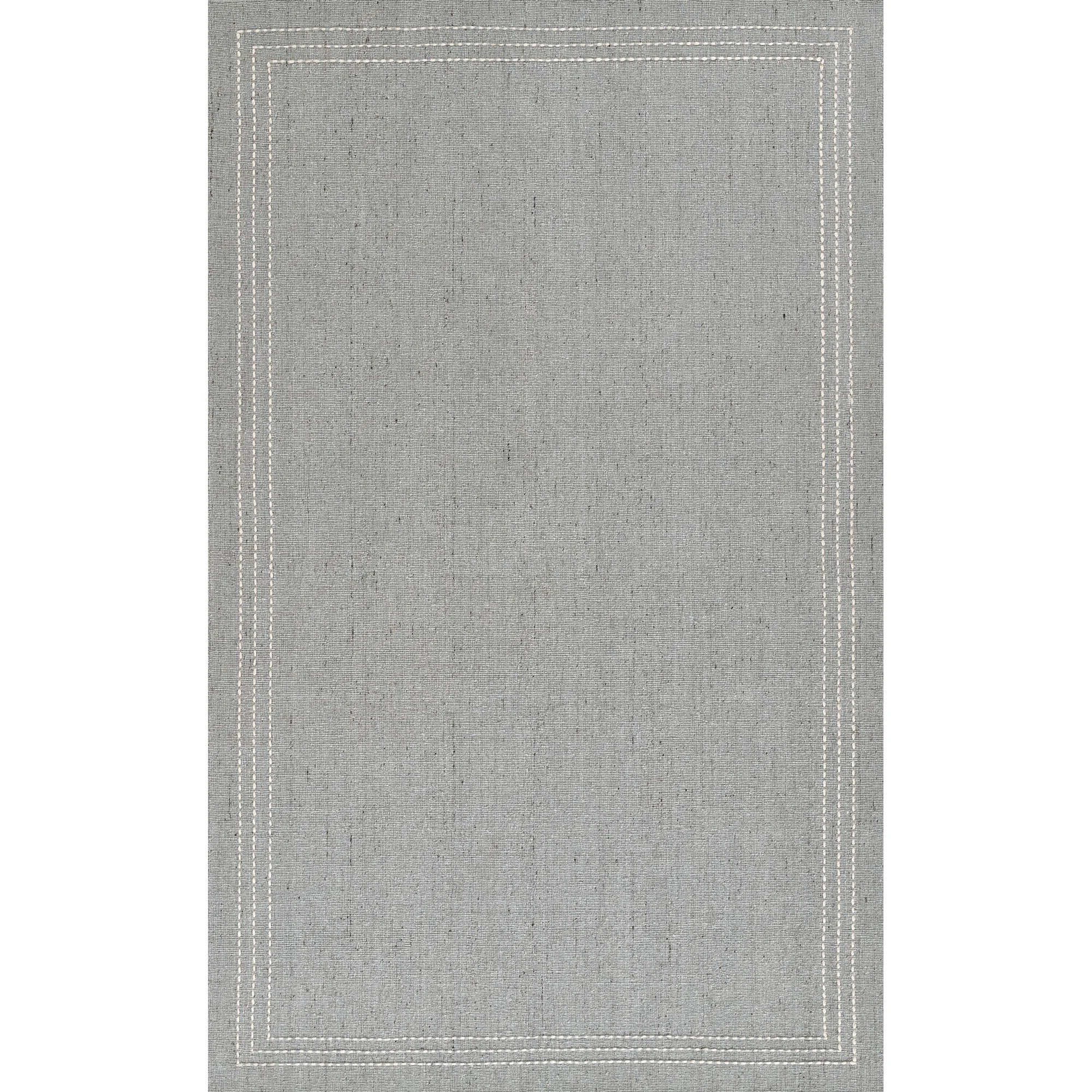 Momeni Oliver Solid Wool and Polyester Hand Loomed Light Blue Area Rug | Birch Lane