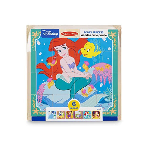 Melissa & Doug Disney Princess Wooden Cube Puzzle With Storage Tray - 6 Puzzles in 1 | Amazon (US)