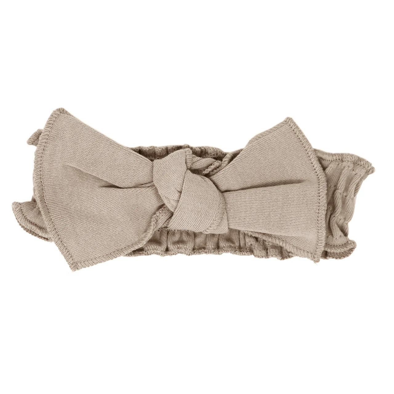 Organic Smocked Tie Headband in Oatmeal | L'ovedbaby