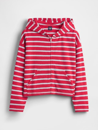 Towel Terry Oversized Stripe Zip Hoodie | Gap (US)