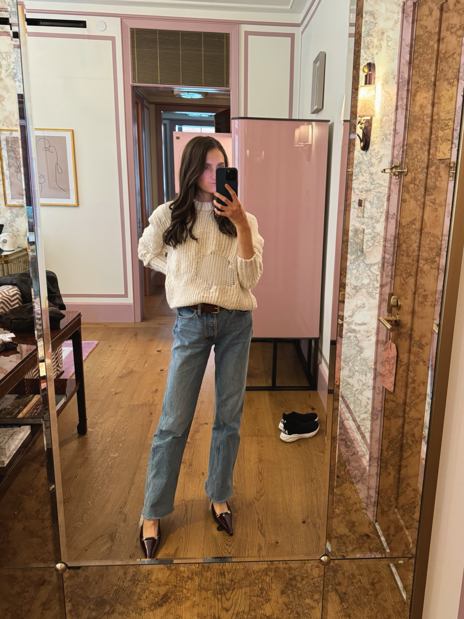 Love the look of this distressed sweater