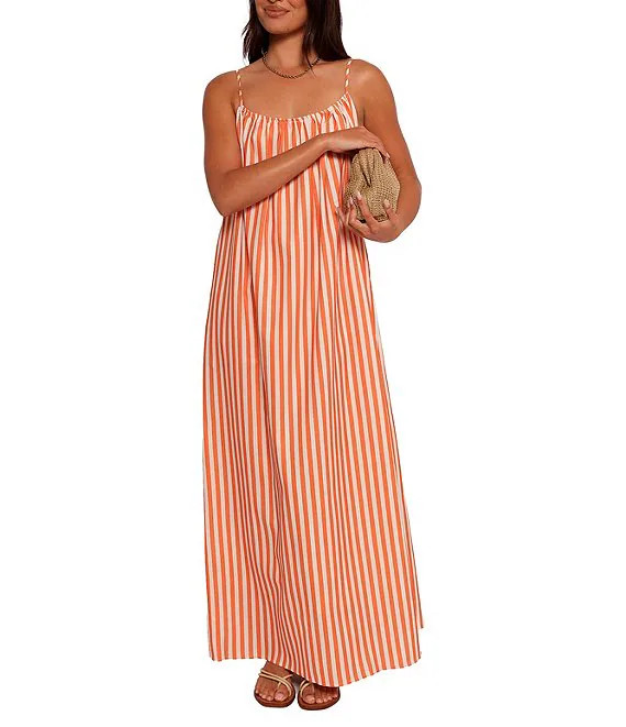 Lumina Stripe Print Round Neckline Sleeveless Maxi Dress | Dillard's