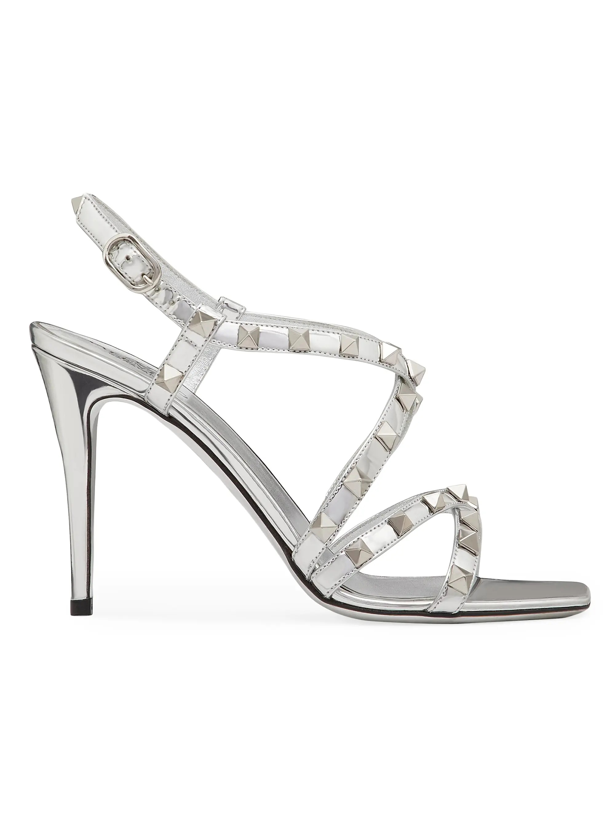 Rockstud Mirror-Effect Sandals With Straps And Tone-On-Tone Studs | Saks Fifth Avenue