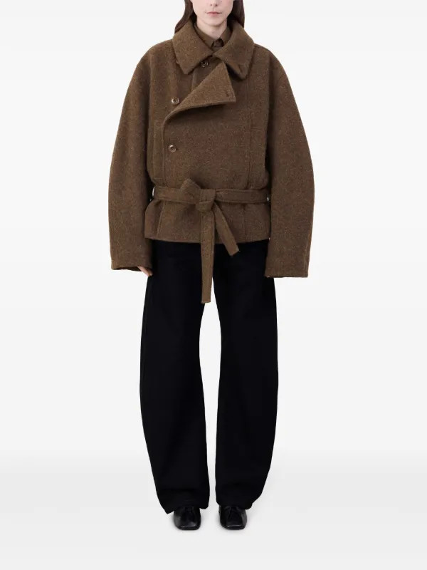LEMAIRE Cropped Asymmetrical Belted Coat  - Farfetch | Farfetch Global