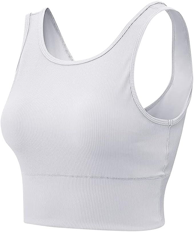Workout Crop Tank Tops for Women Sleeveless Sports Basic Shirts Fitness Yoga Reversible Ribbed Su... | Amazon (US)