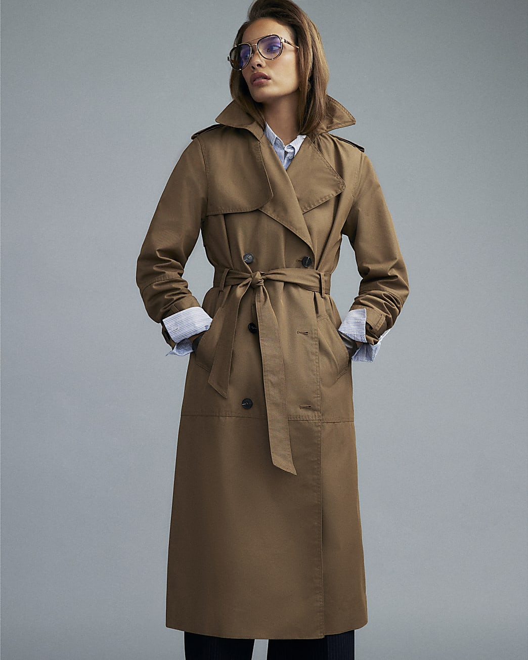 Camel Casual Trench Coat | River Island UK & IE