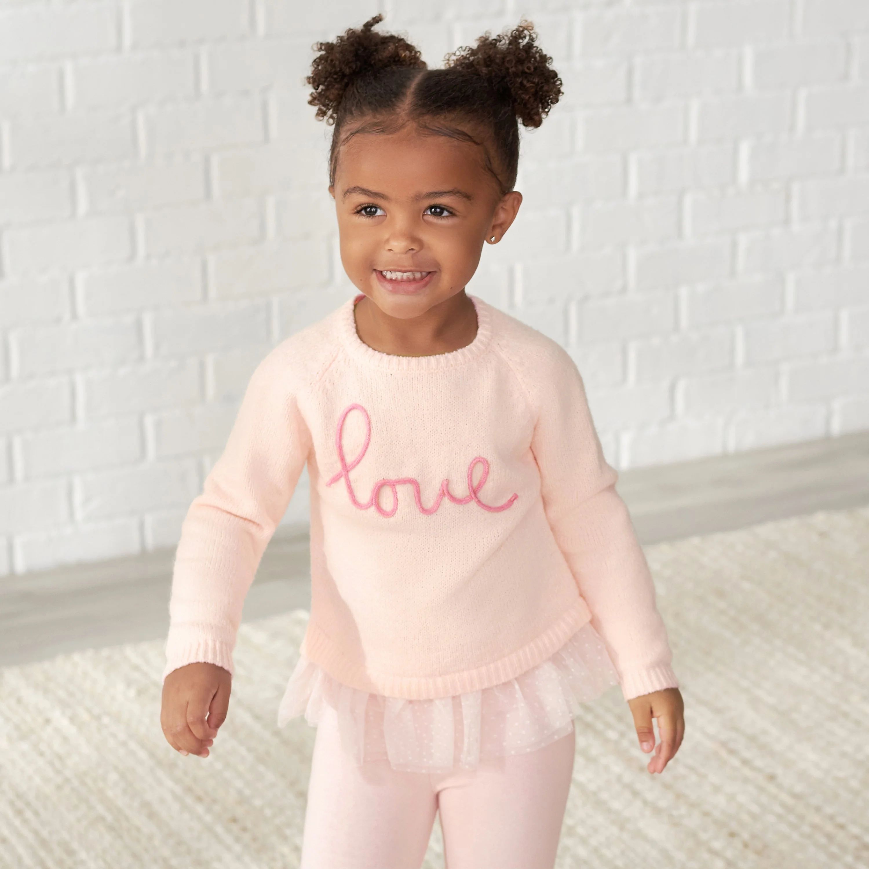 Infant & Toddler Girls Light Pink Sweater With Tulle Trim | Gerber Childrenswear