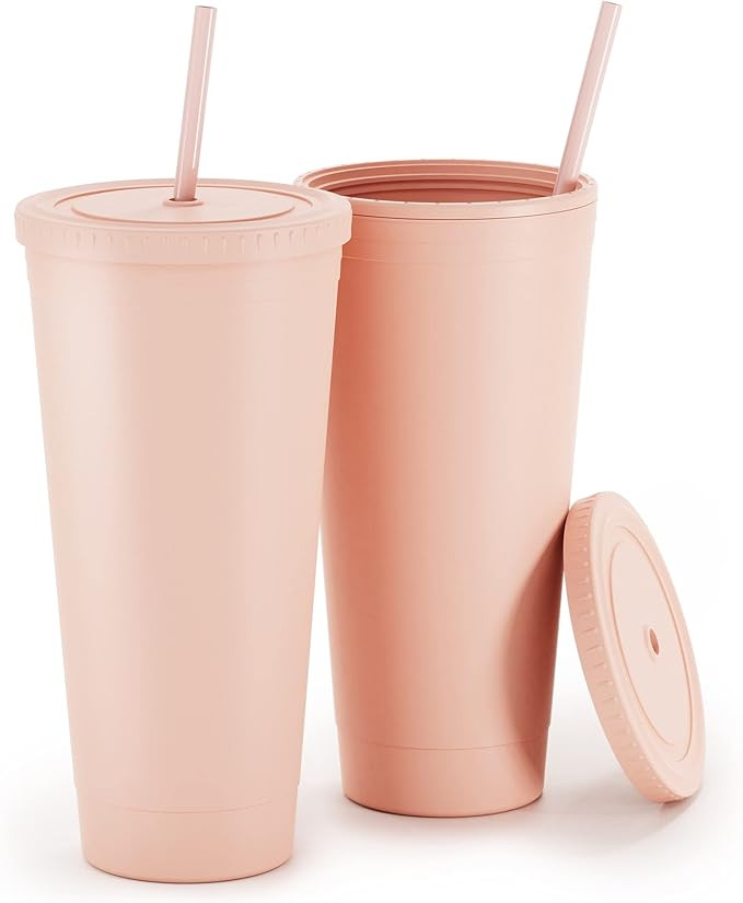 Maars Acrylic Travel Tumbler with Lid and Straw | 32oz Premium Insulated Double Wall XL Plastic R... | Amazon (US)