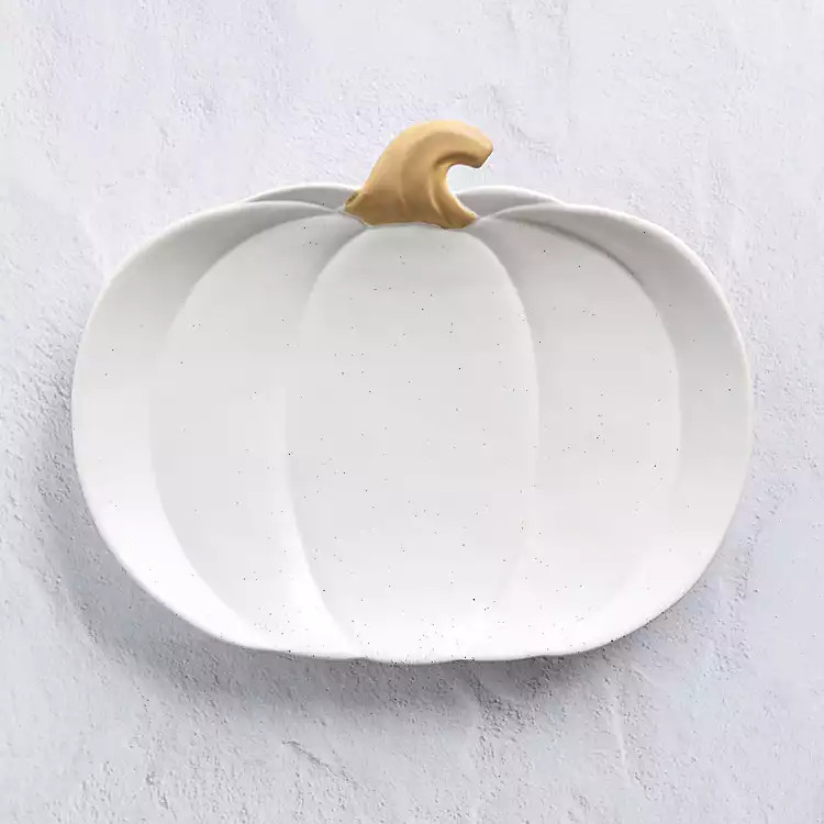 Speckled White Pumpkin Platter | Kirkland's Home