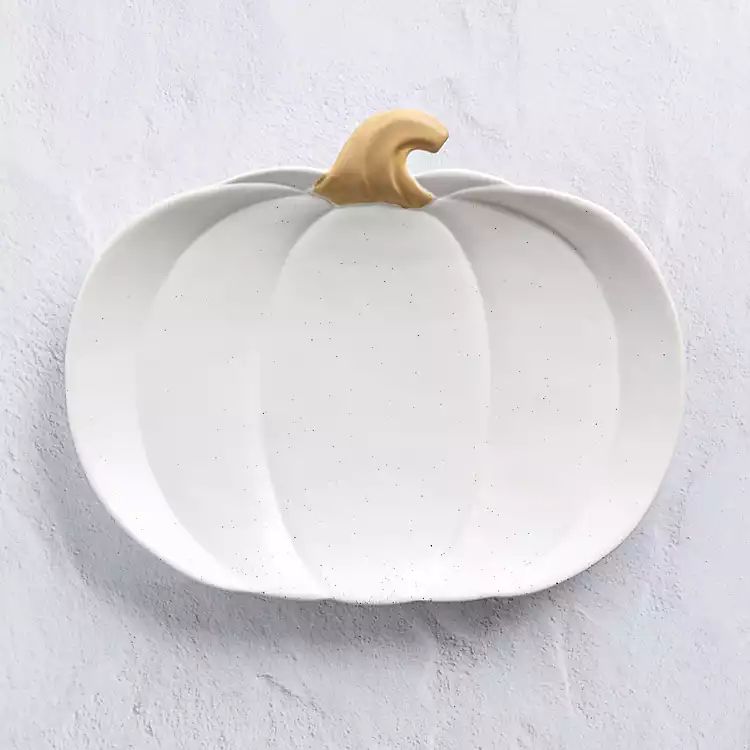 New! Speckled White Pumpkin Platter | Kirkland's Home