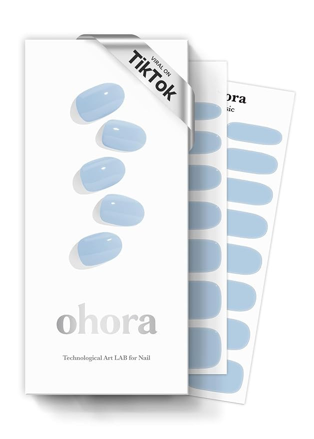 ohora Semi Cured Gel Nail Strips (N Cream Sky) - Blue, Solid, Works with Any UV/LED Lamps, Salon-... | Amazon (US)