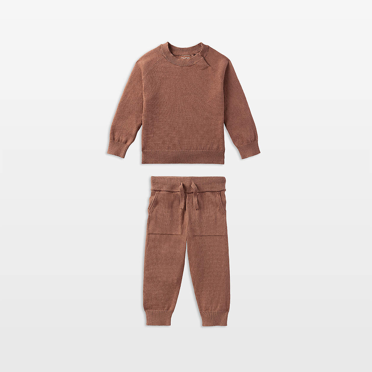 Nuna Sienna Brown 3-6 Month Cotton Baby Two Piece Sweater Set | Crate & Kids | Crate & Barrel