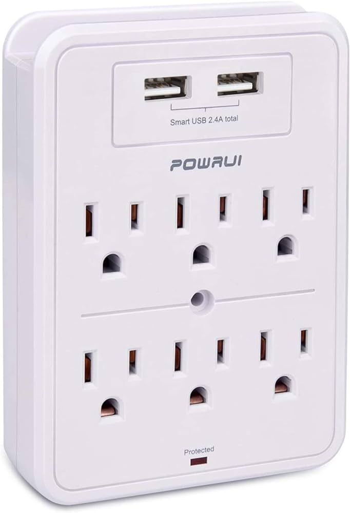 Amazon.com: POWRUI Surge Protector, USB Wall Charger with 2 USB Charging Ports(Smart 2.4A Total),... | Amazon (US)