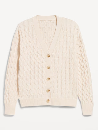 Oversized Slouchy Cable-Knit Cardigan Sweater | Old Navy (US)