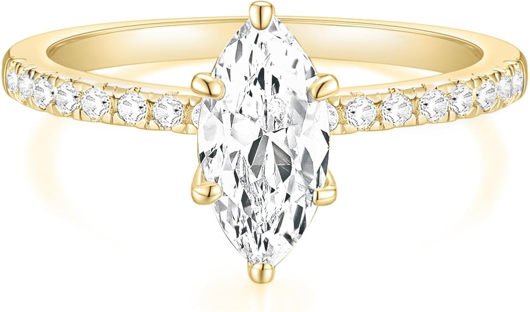 TIGRADE 2CT Engagement Ring for Women Marquise Cut Cubic Zirconia Wedding Band CZ Promise Anniver... | Amazon (US)