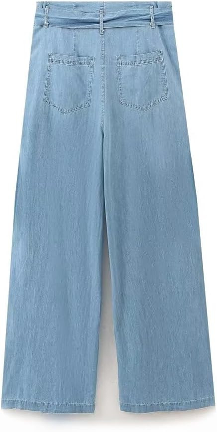 Minimalist and Fashionable Sky Blue Loose Jeans Wide Leg Pants Women with Belt Casual Trousers Wo... | Amazon (US)