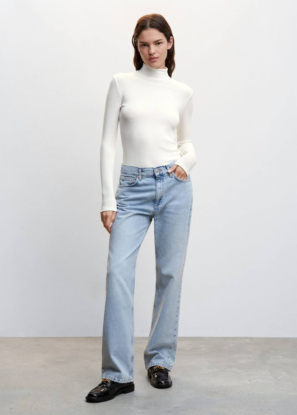 Ribbed long-sleeved t-shirt -  Women | Mango USA | MANGO (US)