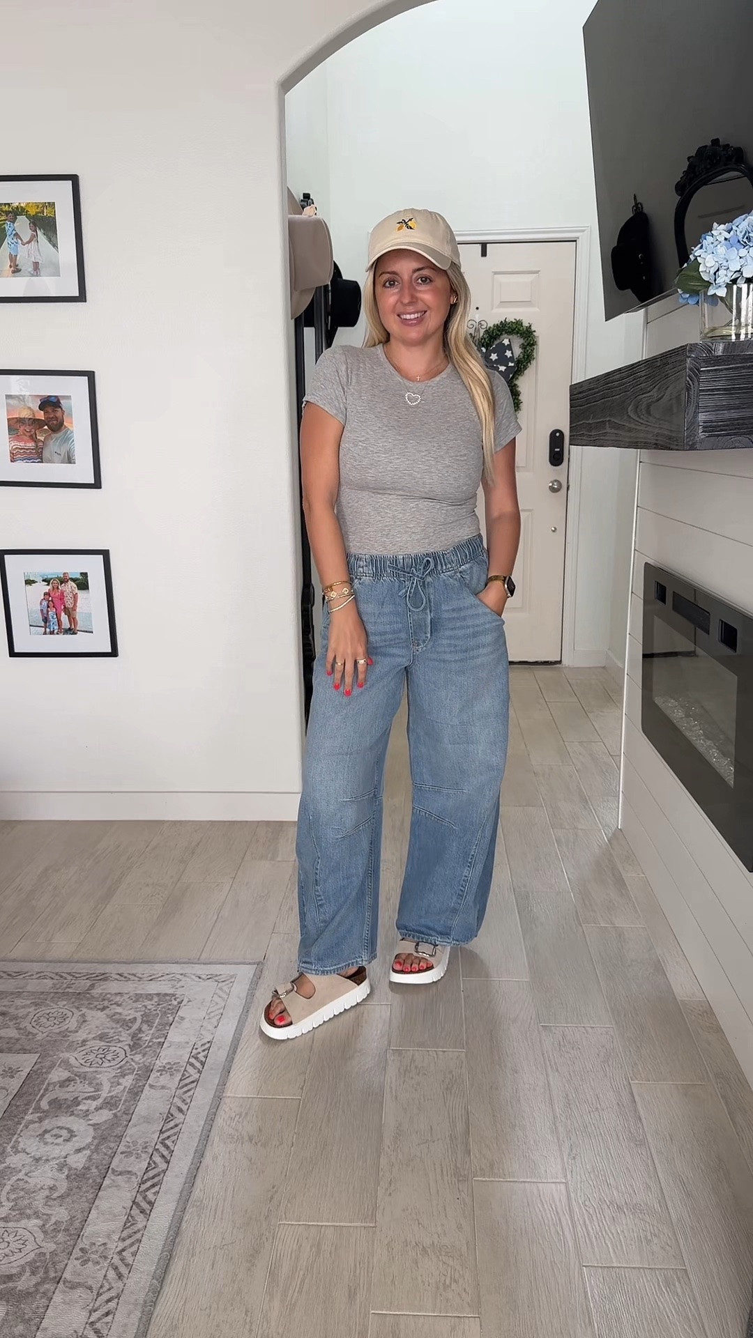 Comfy casual ootd 
Ribbed tee small
Softest jeans xs petite
Sandals tts

#LTKootd