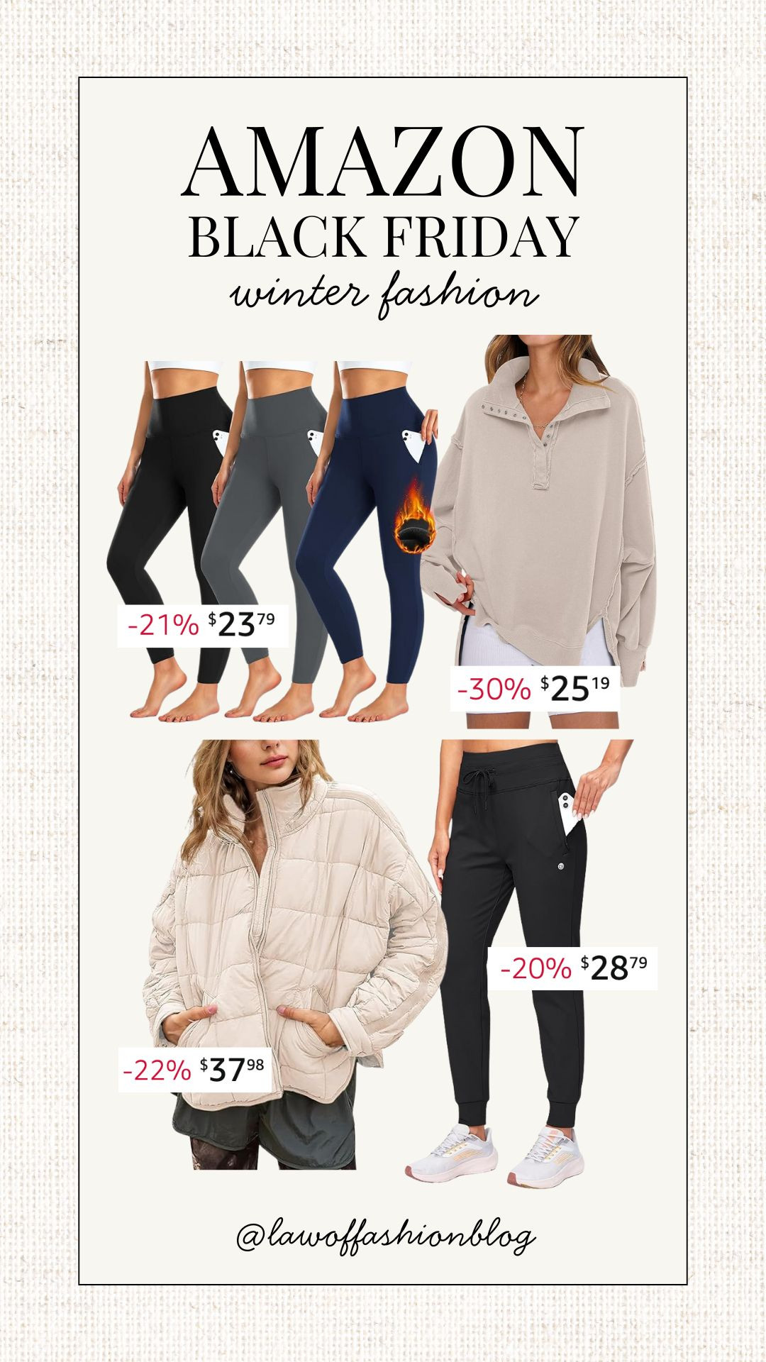 Amazon Black Friday finds, winter fashion, fleece lined joggers, pullover, puffer jacket, look for less, leggings, activewear, athleisure, winter basics 

 #LTKCyberWeek #LTKSaleAlert #LTKFindsUnder50