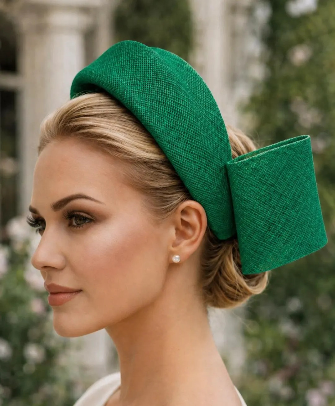Emerald Green Ridged Fascinator Headband Back Bow Races Wedding Hat - Etsy UK | Etsy (Global)