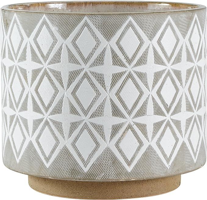 Amazon Brand – Rivet Geometric Ceramic Planter Pot, 8.6"H, Grey | Amazon (US)