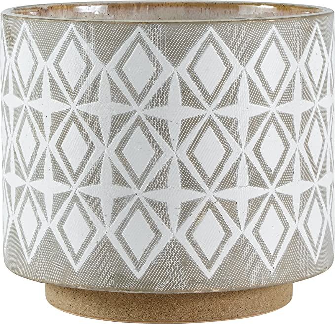 Amazon Brand – Rivet Geometric Ceramic Planter Pot, Grey, Large, 8.6"H | Amazon (US)