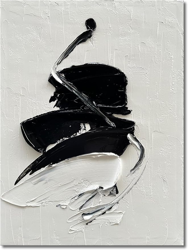 NANKAI Art Hand painted White and Black Thick Texture Abstract Oil painting Contemporary texture ... | Amazon (US)
