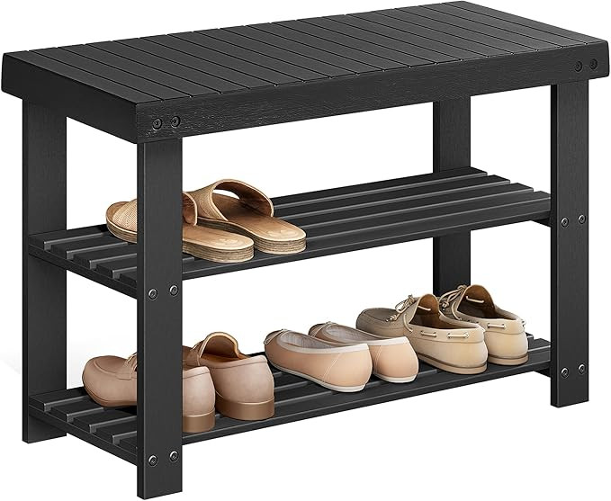 SONGMICS Shoe Rack Bench, 3-Tier Bamboo Shoe Storage Organizer, Entryway Bench, Holds Up to 286 l... | Amazon (US)