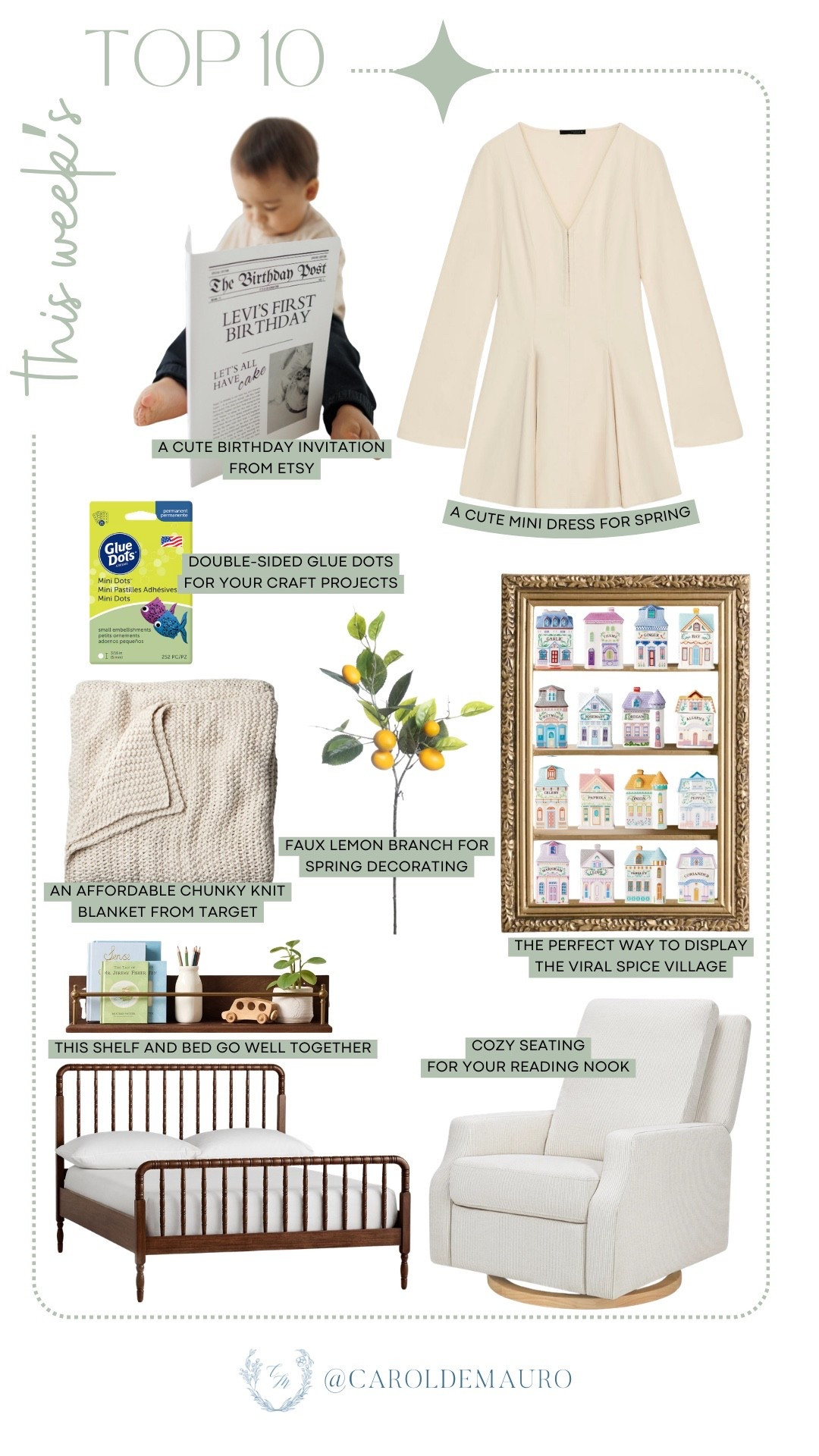 This week's top 10 is a beautiful mix of cozy home upgrades and fresh spring finds! From the perfect reading nook chair and affordable Target knits to adorable Etsy birthday invites and a breezy spring dress, you all had amazing taste this week.

weekly favorites, spring decor, home decor, spring fashion, cozy home, lenox spice village, nursery decor

#LTKSeasonal #LTKU #LTKHome
