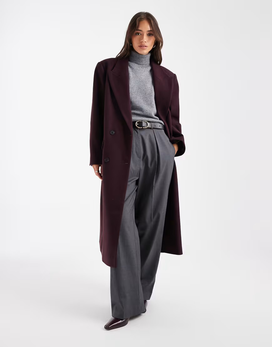 ASOS DESIGN oversized dad coat in plum-Purple | ASOS (Global)