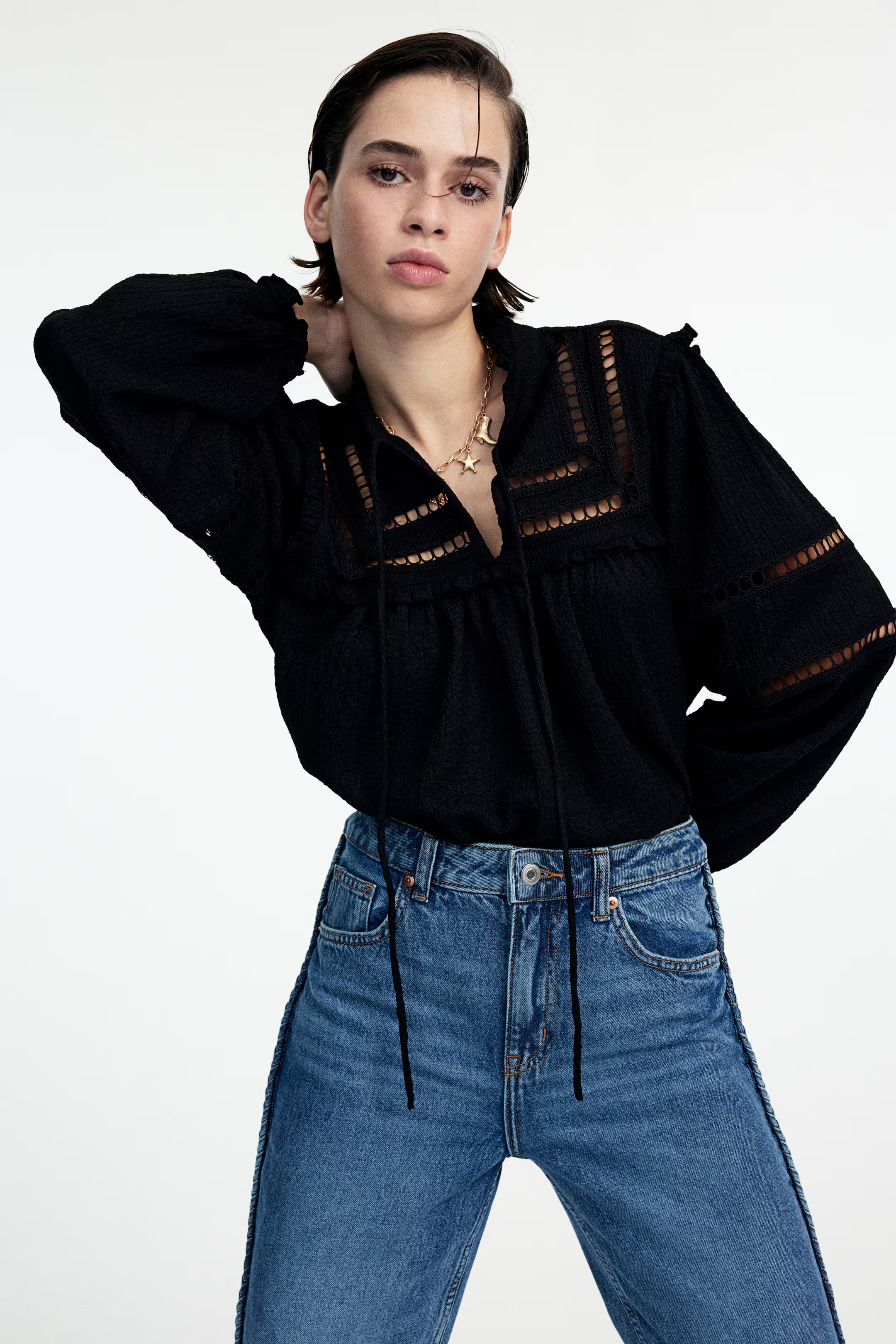 Oversized Ruffle-Trimmed Blouse | H&M (US + CA)