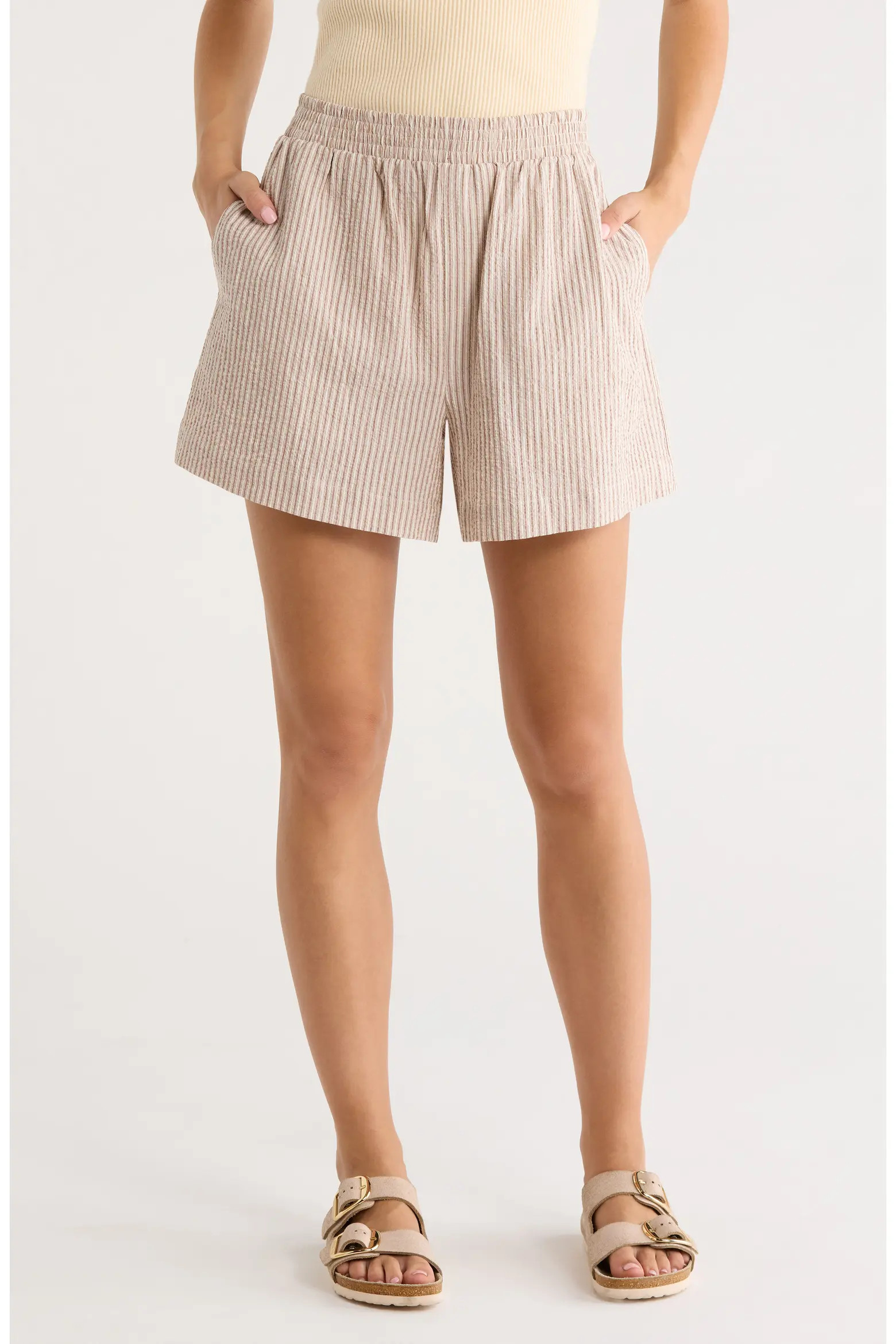 Darina Stripe Stretch Cotton Seersucker Shorts (Women) | Nordstrom | Nordstrom