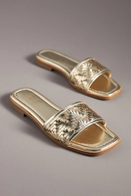 Woven Leather Slide Sandals | Anthropologie (US)