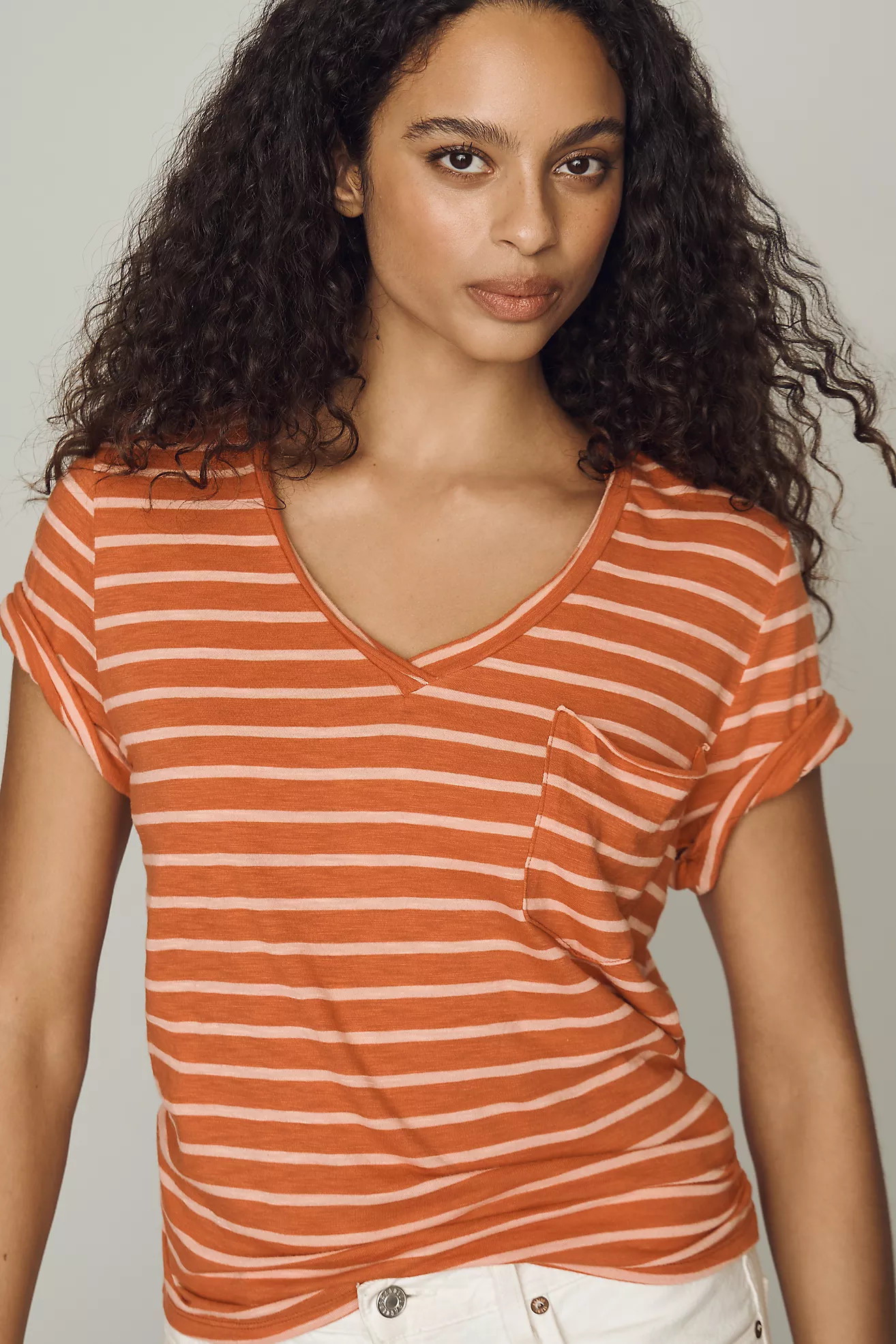 Pilcro Quinn Drapey V-Neck Tee | Anthropologie (US)