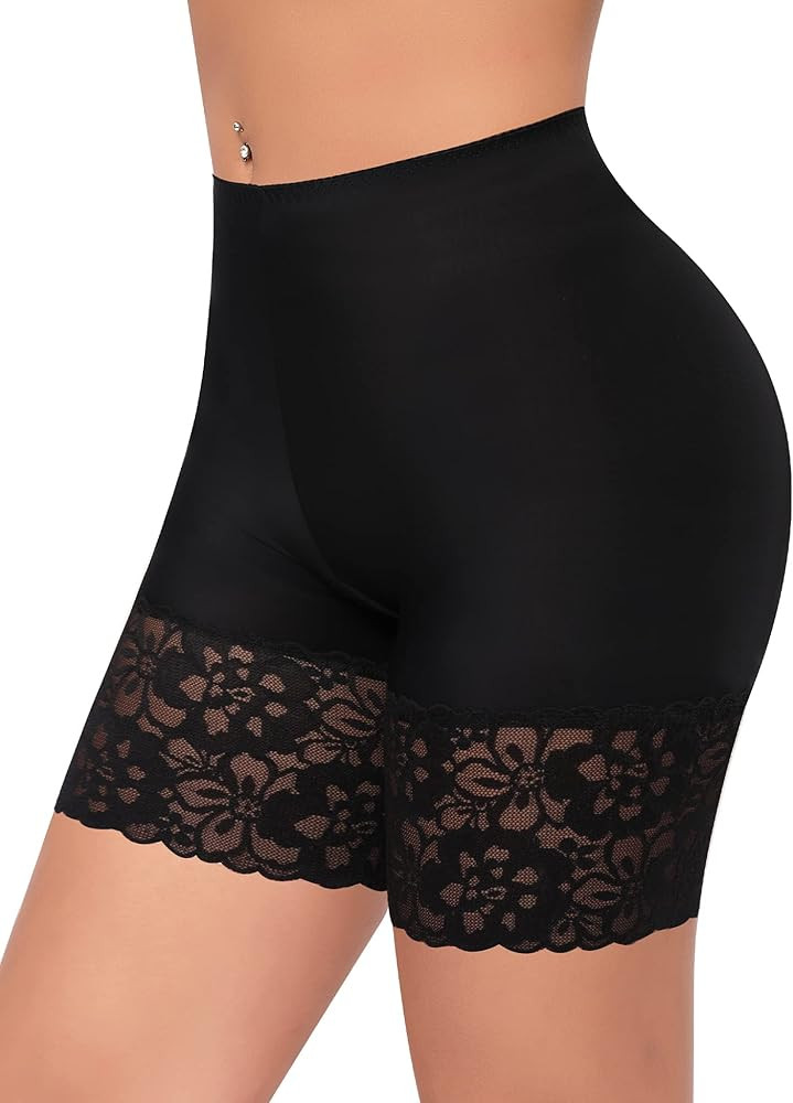 Slip Shorts for Under Dresses Women Anti Chafing Underwear Seamless Boyshorts Panties Lace Under ... | Amazon (US)