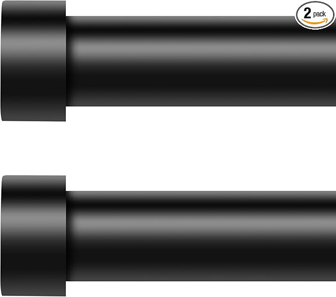 2 Pack Curtain Rods for Windows 18 to 45 Inch(1.5-3.75 Feet),Black 1'' Diameter Drapery Rods with... | Amazon (US)