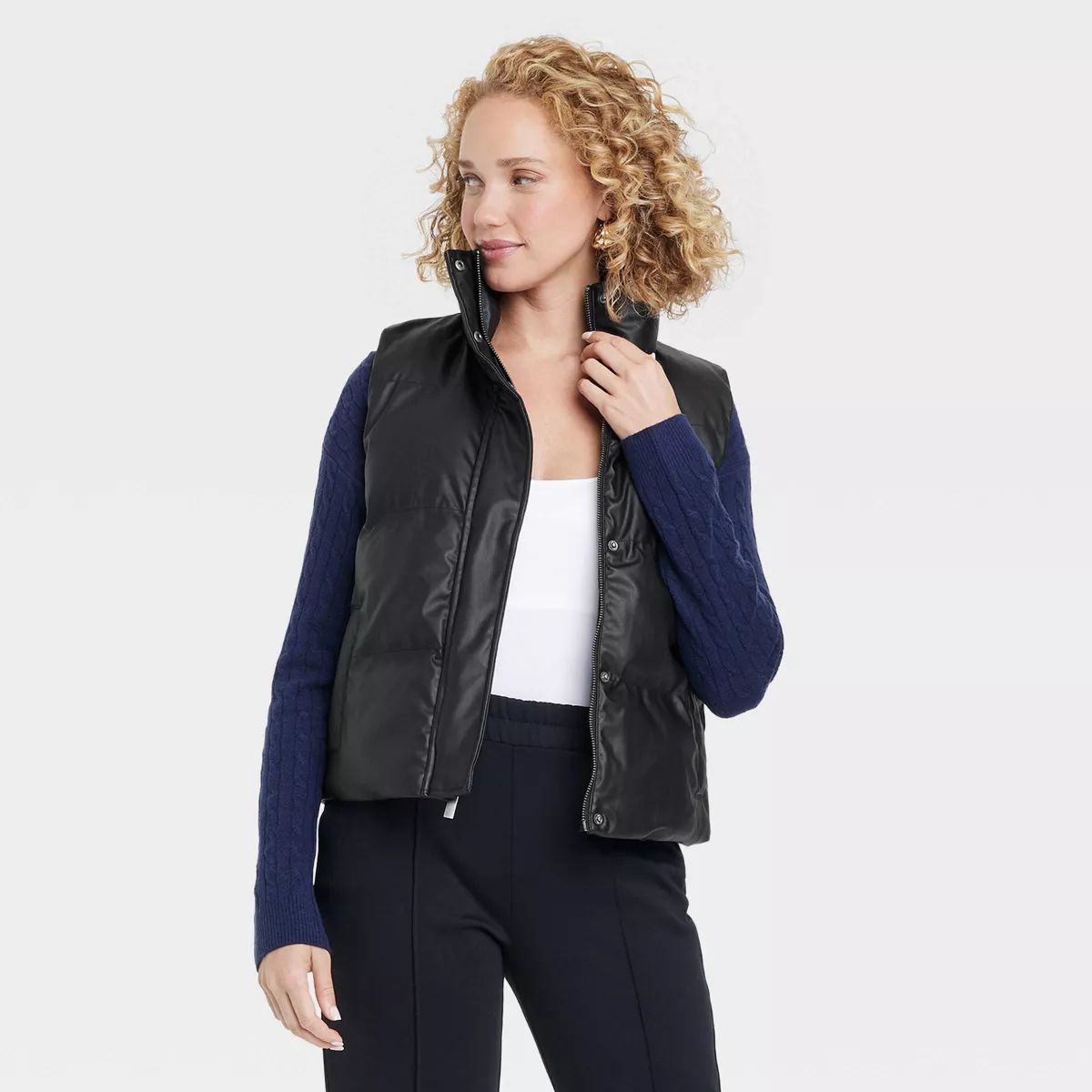 Women's Faux Leather Puffer Vest - A New Day™ | Target