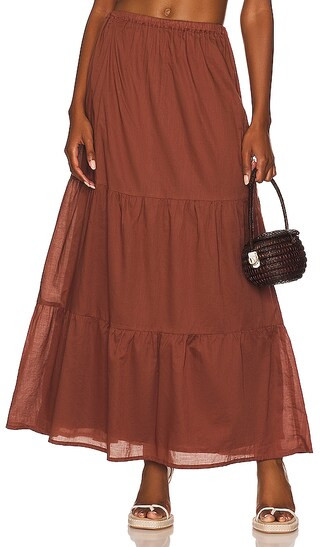 Ellaine Maxi Skirt in Chocolate | Revolve Clothing (Global)