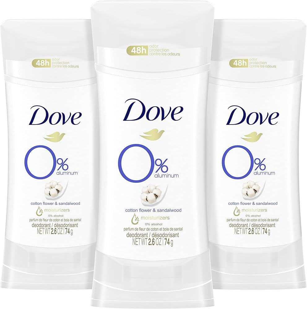 Dove 0% Aluminum Deodorant Stick Cotton Flower & Sandalwood 3 Count For 48-Hour Odor Protection A... | Amazon (US)