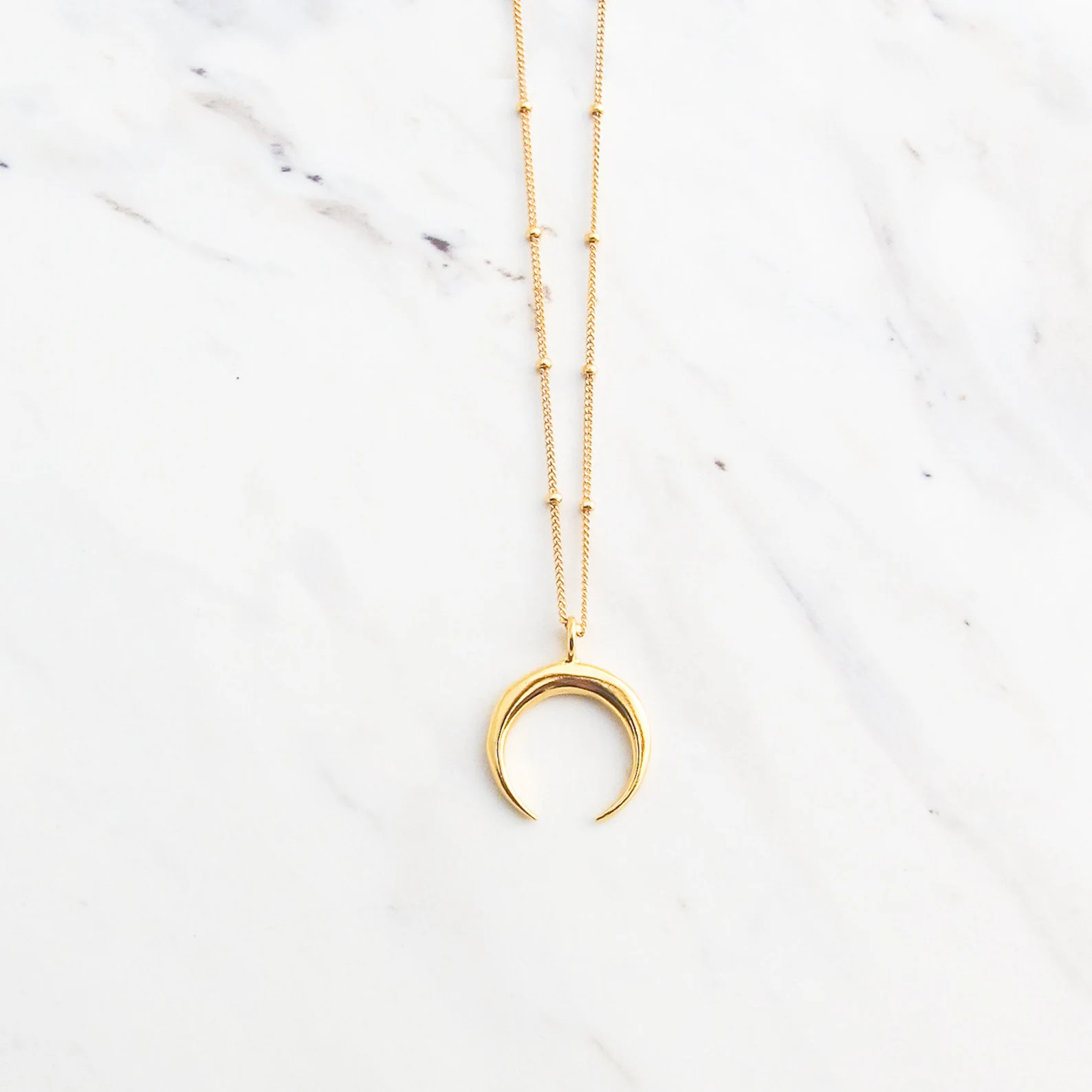 Crescent Moon Necklace, Moon Necklace, Double Horn Necklace Gold, Moon Necklace Gold, Horn Neckla... | Etsy (US)