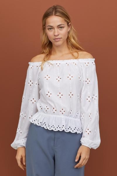 Kort off shoulder-topp - Vit - DAM | H&M SE | H&M (DE, AT, CH, NL, FI)