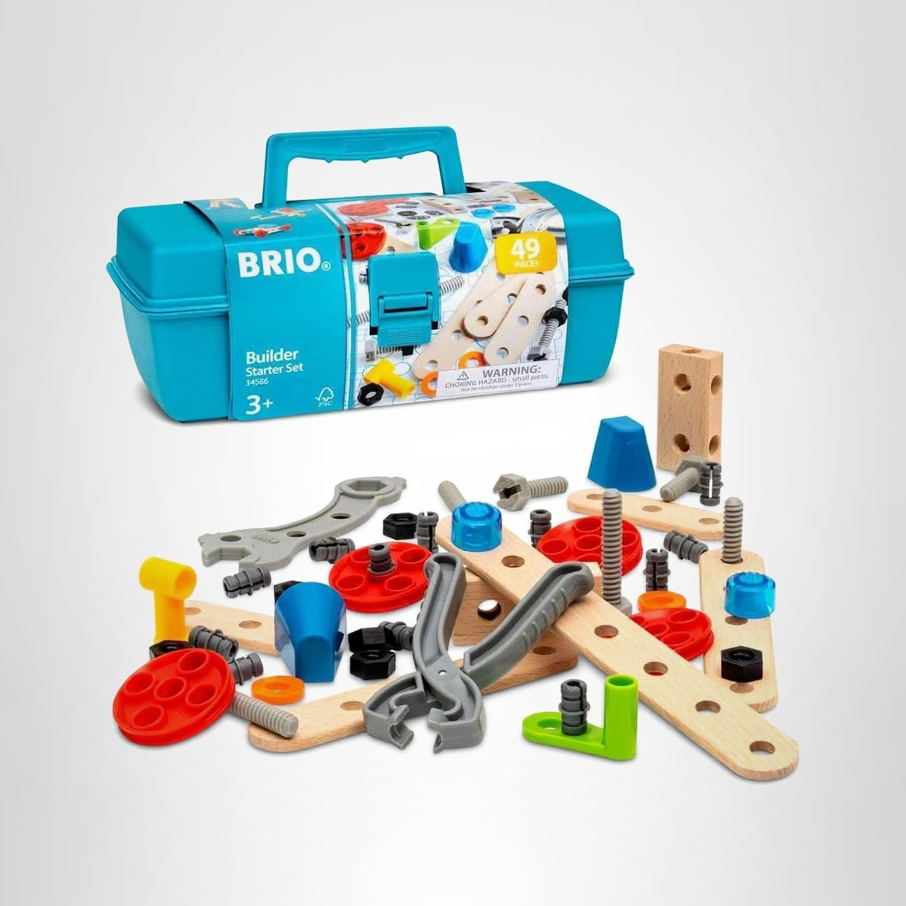 BRIO Builder Starter Set 34586 - Comprehensive 49 Piece STEM Building Set - Enhanced with Wood an... | Amazon (US)