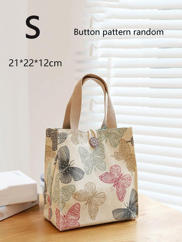 Butterfly Random Pattern Lunch Box Bag(Button pattern random) | SHEIN