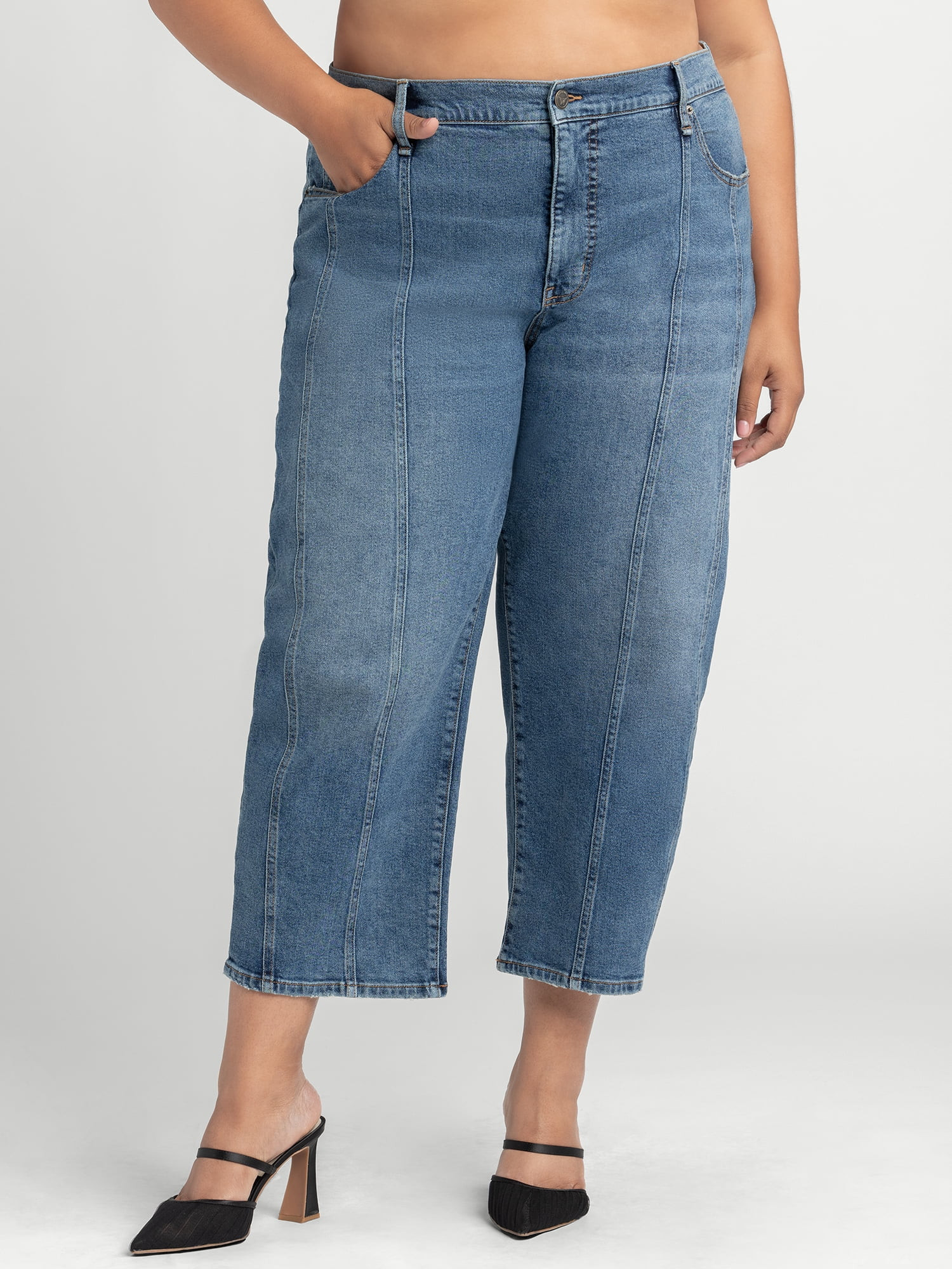 Jessica Simpson Women's and Women's Plus Myrtle Barrel Leg Jeans, Sizes 2-24W | Walmart (US)