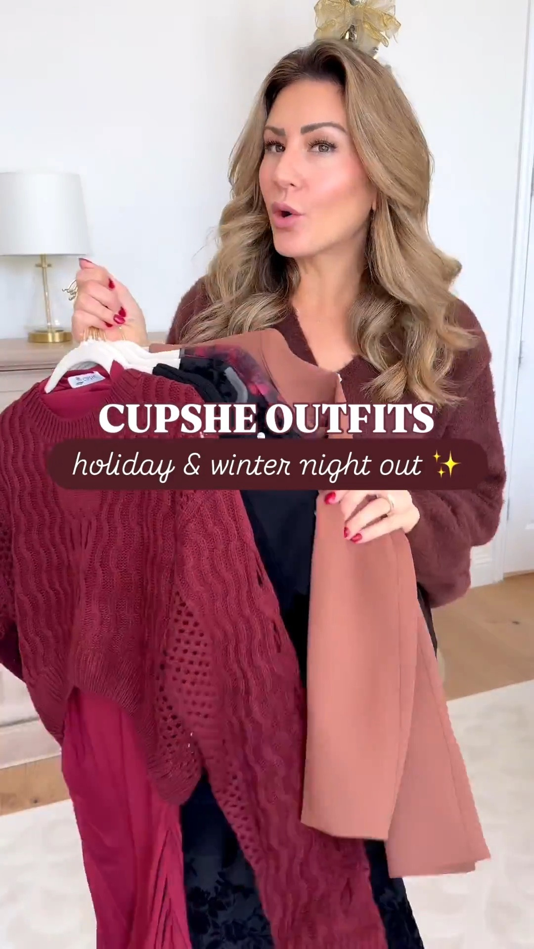 Cupshe outfits for the holidays or a winter night out ♥️✨ chic and elegant chocolate brown, wine red & classic black styles, as low as $25! 🫶🏼 so perfect for a dinner party, date night, happy hour or grabbing drinks with friends!

Use code ‘wen15' for 15% off on orders of $70+! https://www.cupshe.shopping/wenintexas 

SIZE DETAILS (5’4, 138lbs):
- Small in all sweaters & blazer
- Medium in all dresses 

#Cupshe #Cupshepartner #CupsheSweaterSeason #CozyinCupshe #holidayoutfits #winteroutfits #winterdatenight #holidayoutfitideas #holidaystyle #sweaterseason #holidaydresses #christmasoutfit #familyphotooutfits #datenightoutfits #momstyle #momfashion #winterfashion #winterstyle #blackdress #winterweddingdress #weddingguestdress #christmasdress #LTKStyleTip #dinnerpartyoutfit #girlsnightout 


#LTKFindsUnder50 #LTKSeasonal #LTKHoliday