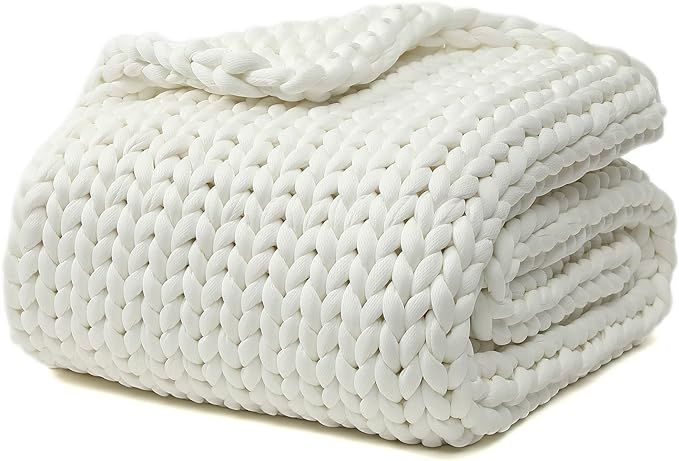 YnM Cooling Knitted Weighted Blanket, Hand Made Chunky Knit Weighted Throw Blanket for Sleep or H... | Amazon (US)