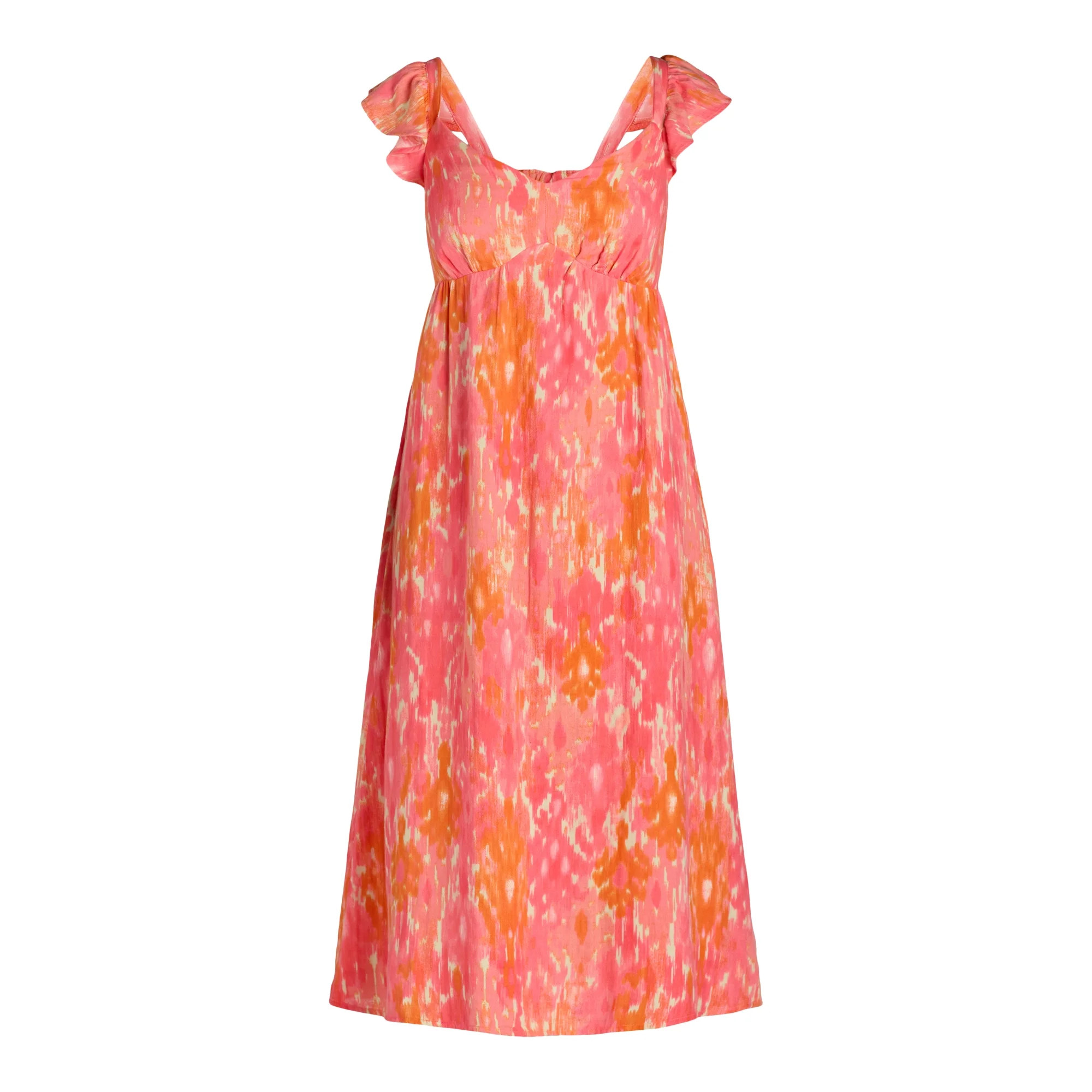 Time and Tru Women's and Women's Plus Double Cloth Empire Midi Dress, Sizes XS-4X | Walmart (US)