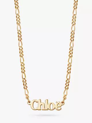 Daisy London Personalised Nameplate Figaro Chain Necklace, Gold | John Lewis (UK)