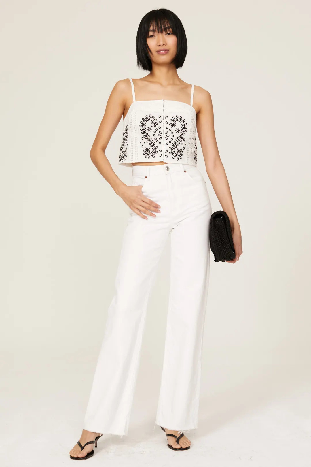 White Embroidered Crop Top | Rent the Runway