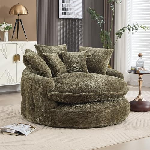 54" Oversized Round Chair Couch Lounge Chaise Indoor, Comfy Boneless Sofa for Living Room, Cloud ... | Amazon (US)